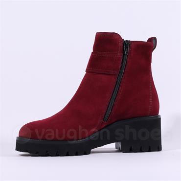 Paul Green Strap Buckle Wedge Heel Boot - Bordeaux Suede